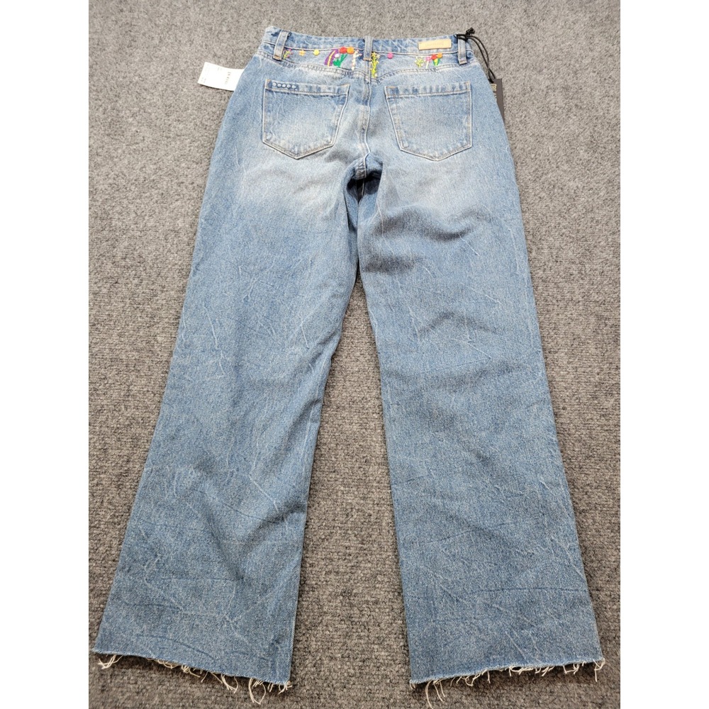 Blank NYC The Baxter Ribcage Straight Leg Jeans Embroidered Distressed Blue 24 - Picture 3 of 15